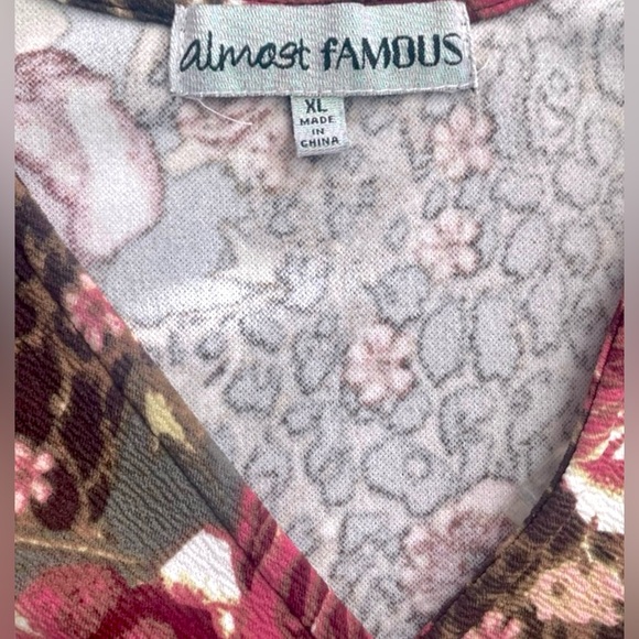 ALMOST FAMOUS Leopard/Floral print Asymmetrical faux wrap dress size XL NWOT - Picture 4 of 8